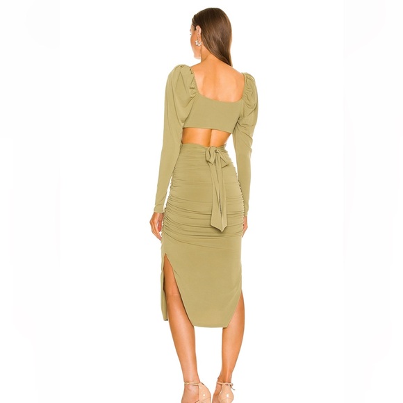 Majorelle Darla MIDI Dress in Olive Green - Picture 2 of 5
